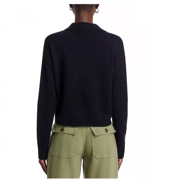 Luxurious 100% Cashmere Long Sleeve Polo Sweater By Aqua in Black - Picture 4 of 6